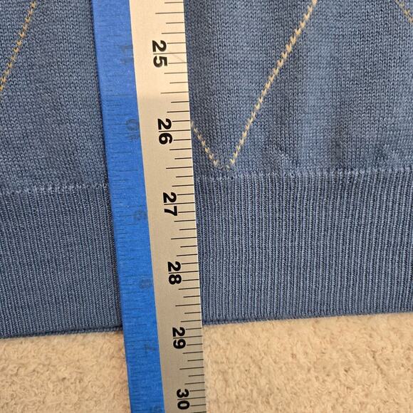 Sette Ponti Blue Argyle Sweater Made in Italy Merino Wool blend V-neck Men's XXL - Picture 6 of 10